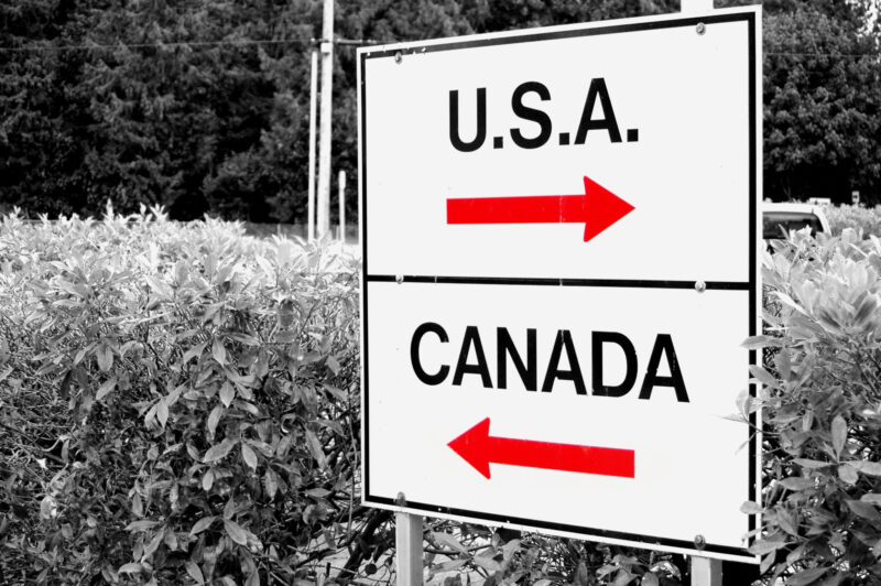 Canada-U.S. border sign