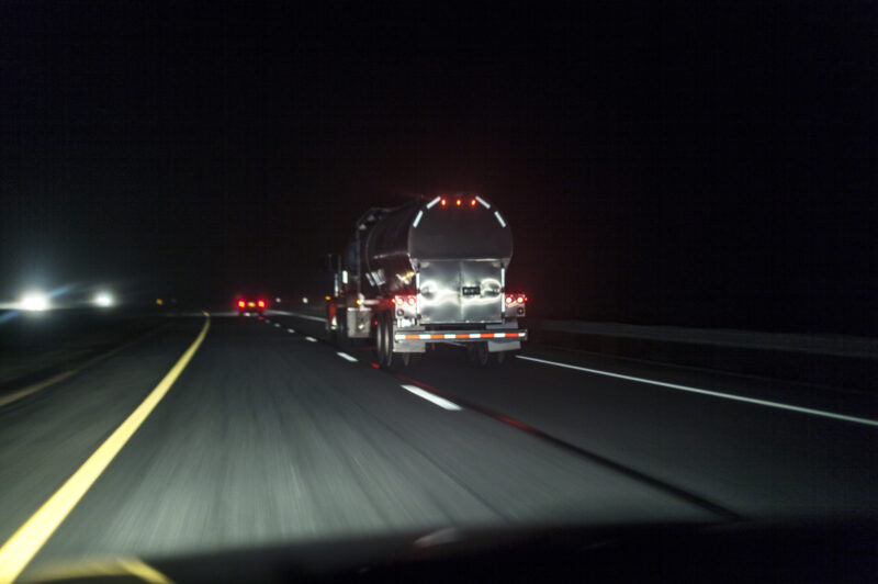 fuel tankre at night