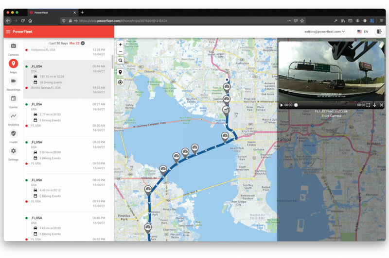 PowerFleet's Vista tracking screen
