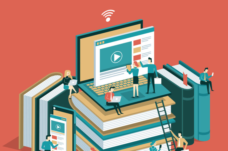 workers reading documents