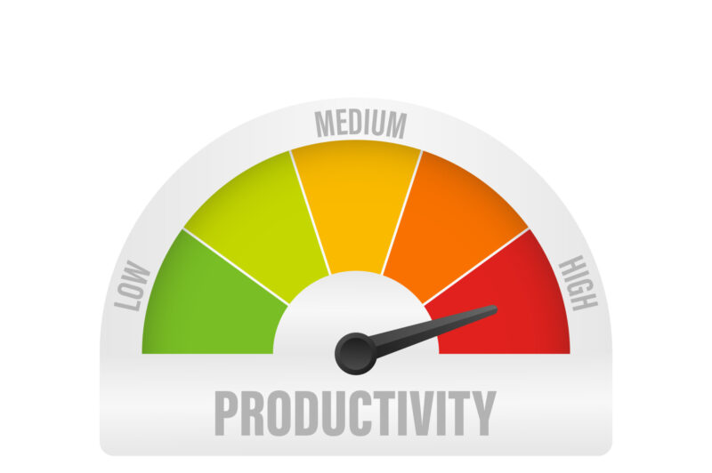 Productivity icon on speedometer