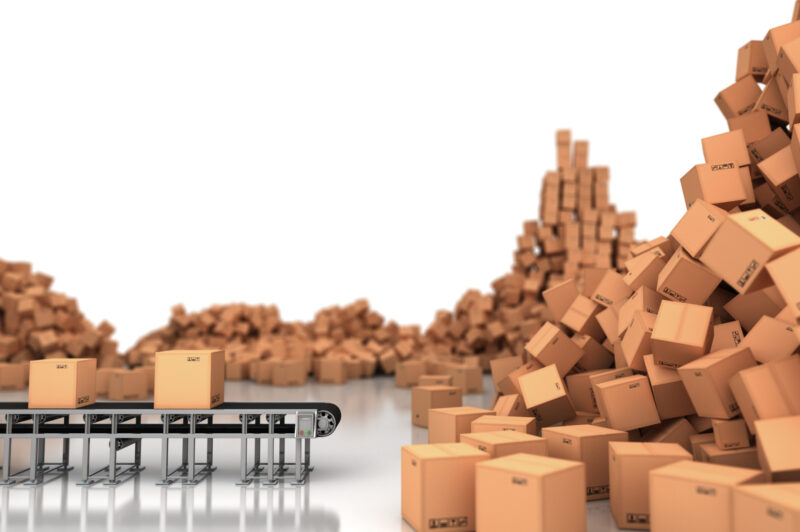 Picture of packages on conveyor