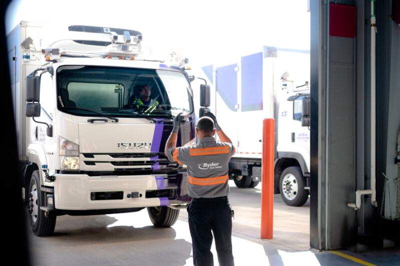 Gatik truck at Ryder shop