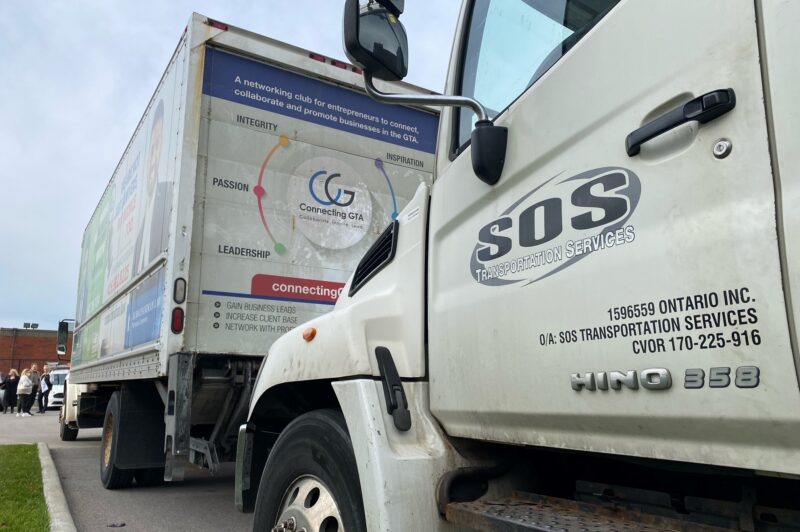 SOS trucks queued up at convoy