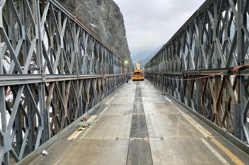 Picture of a temporary bridge at Jackass Mountain on Highway 1.