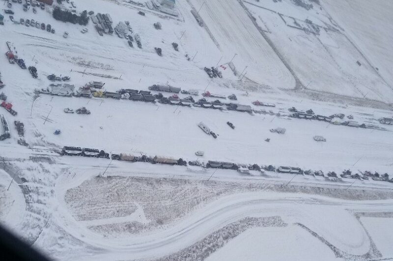 Aerial view of blockade
