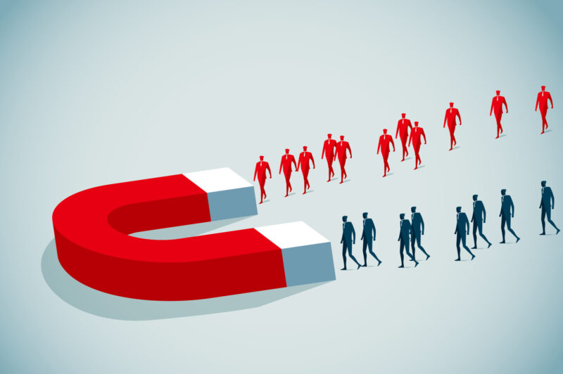 magnet attracting people