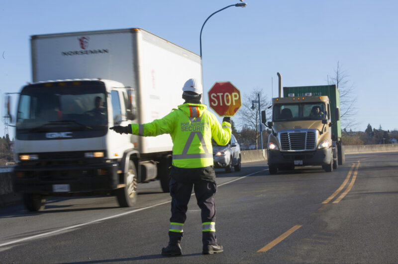 Picture of a flagger at Port of Vancouver