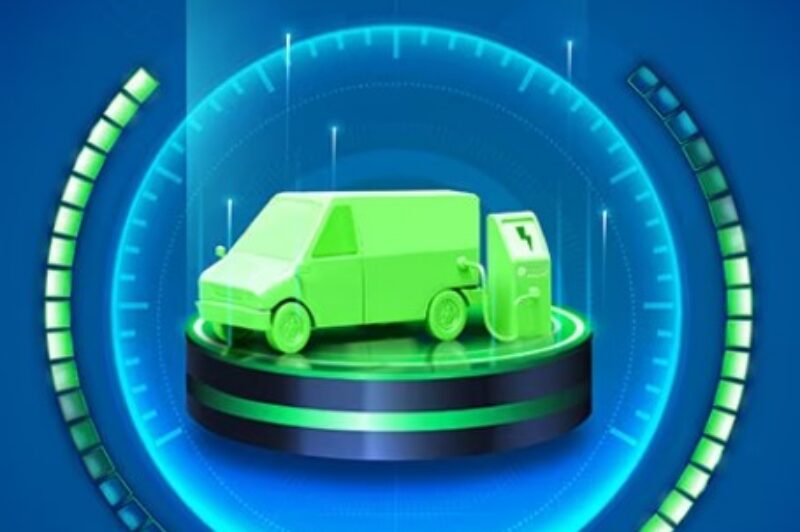 Picture of a green van and electric charger