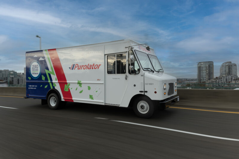 Purolator's Motiv electric truck picture on the road