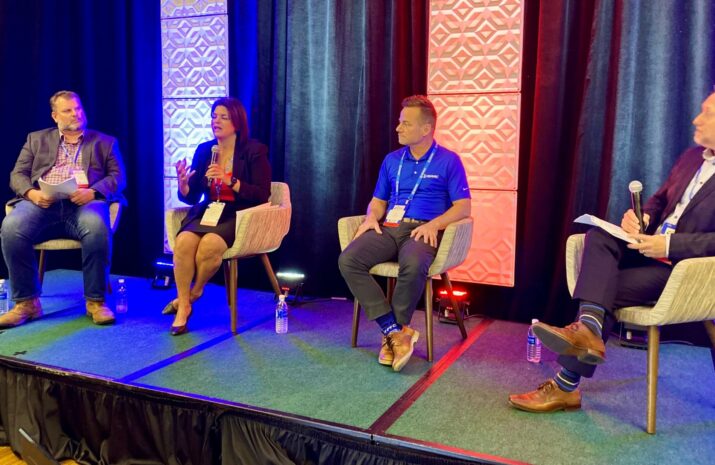 People sitting on a stage