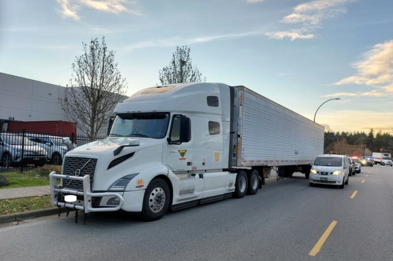 Picture of a truck that hit parked vehicles in B.C.