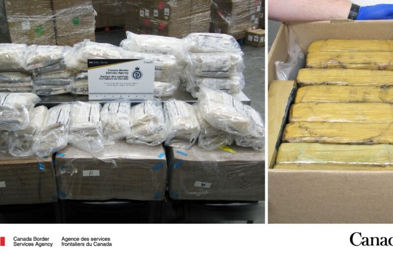 Photo of drugs seized from trucks at Coutts border crossing in Alberta
