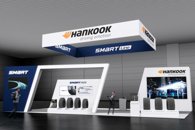 Illustration of Hankook booth with tires