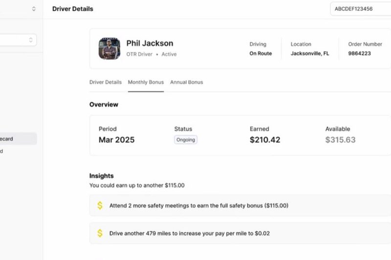 FleetOps driver incentive dashboard demo