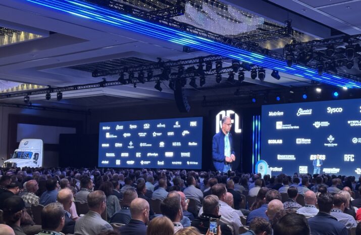 A large crowd in attendance listening to Sanjit Biswas during his keynote address at 2025 Beyond