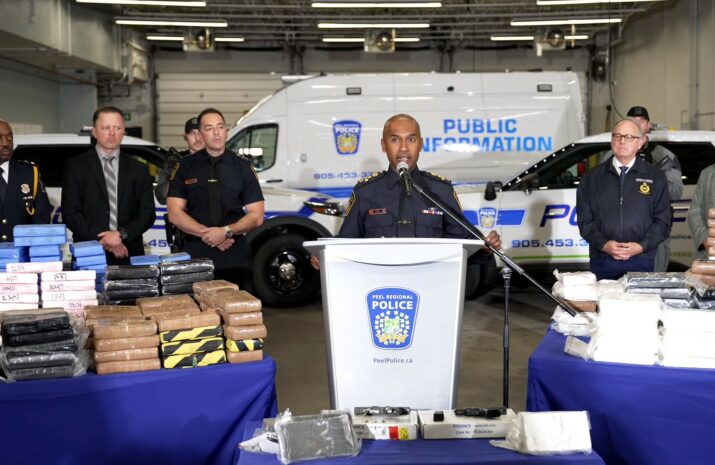 Picture of Peel Police news conference about drug bust