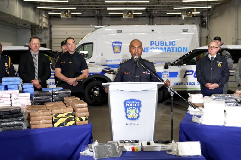 Picture of Peel Police news conference about drug bust