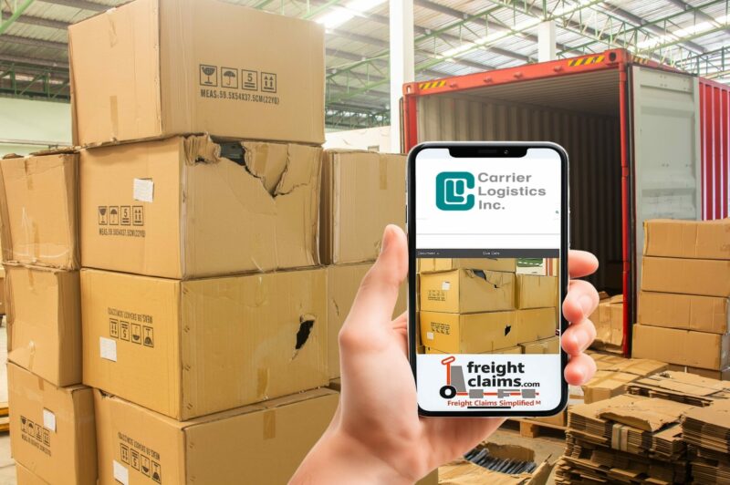 Picture of damaged boxes and a cell phone