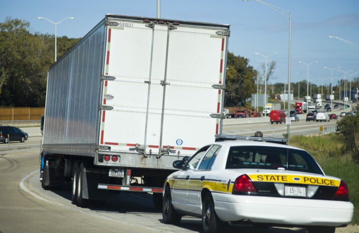 Truck pulled over by police