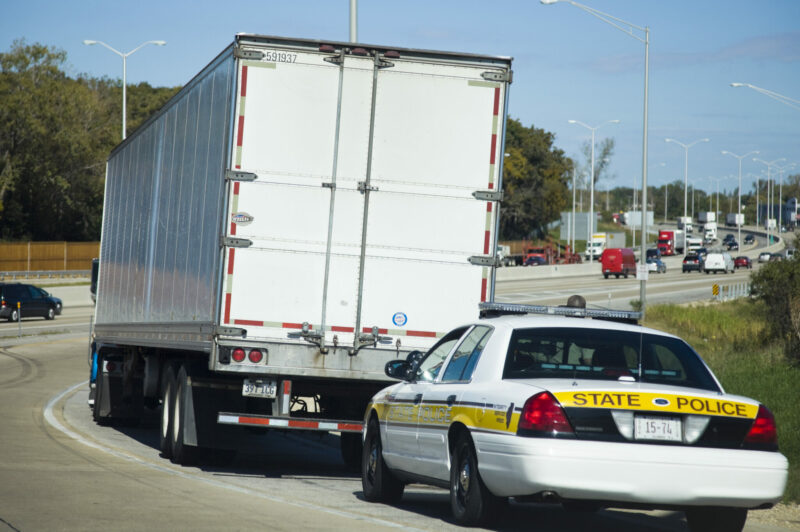 Truck pulled over by police