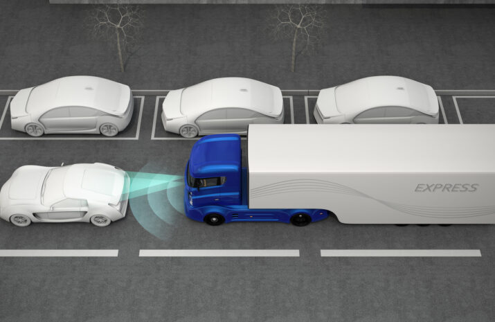 a truck's automatic emergency brake prevents an accident